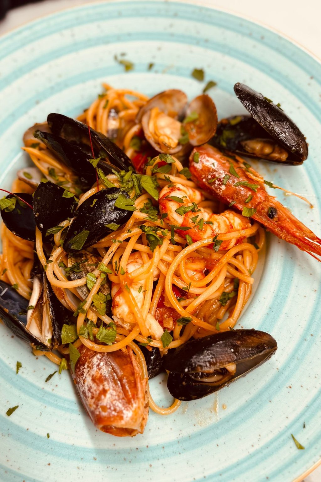 Spaghetti z owocami morza