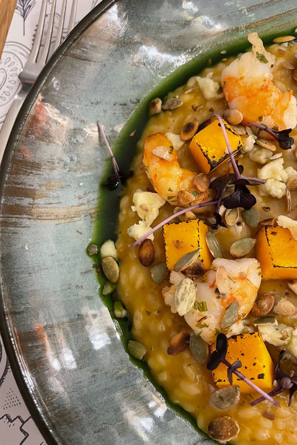 Risotto z pieczoną dynią i pestkami