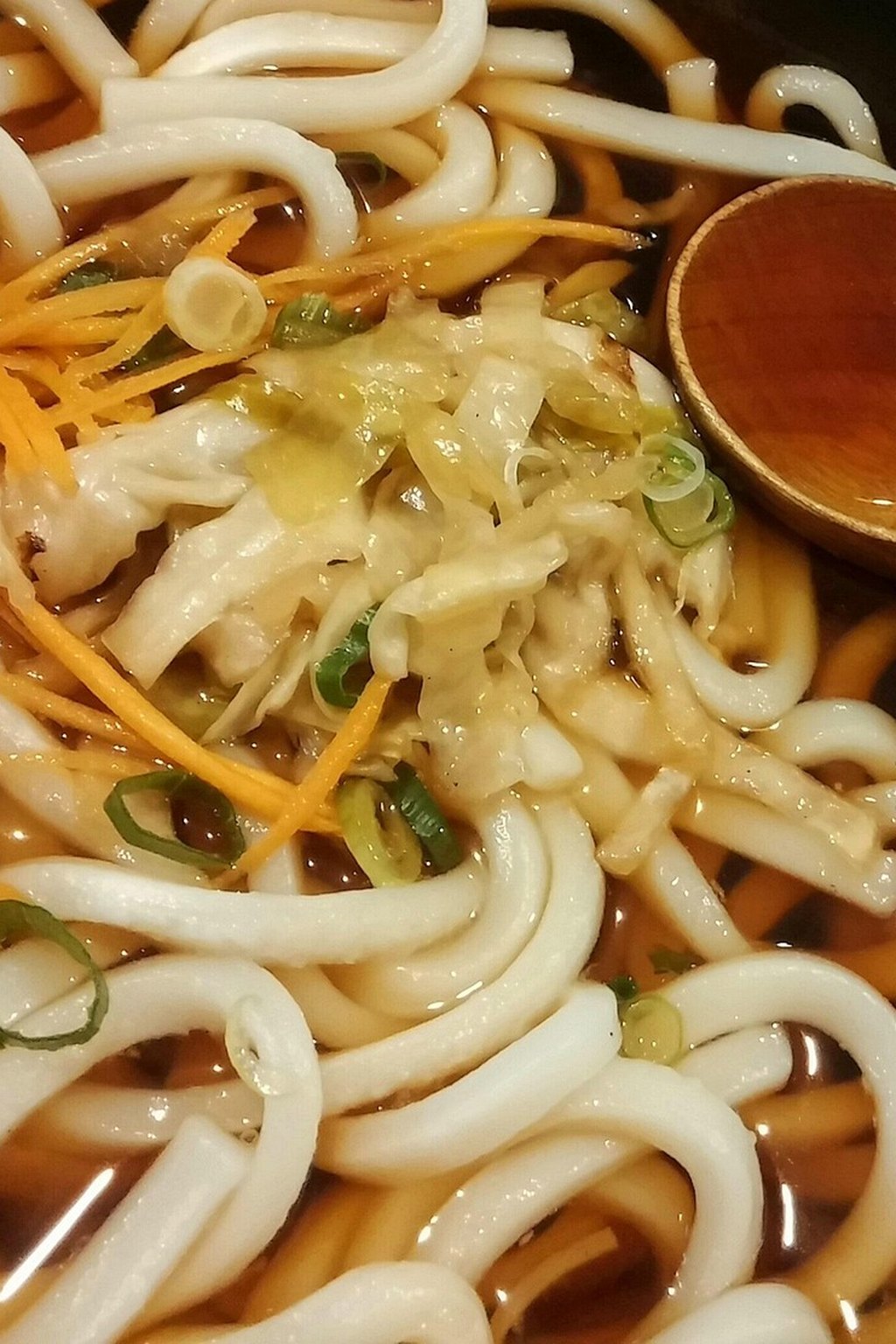 Japoński udon z warzywami w bulionie