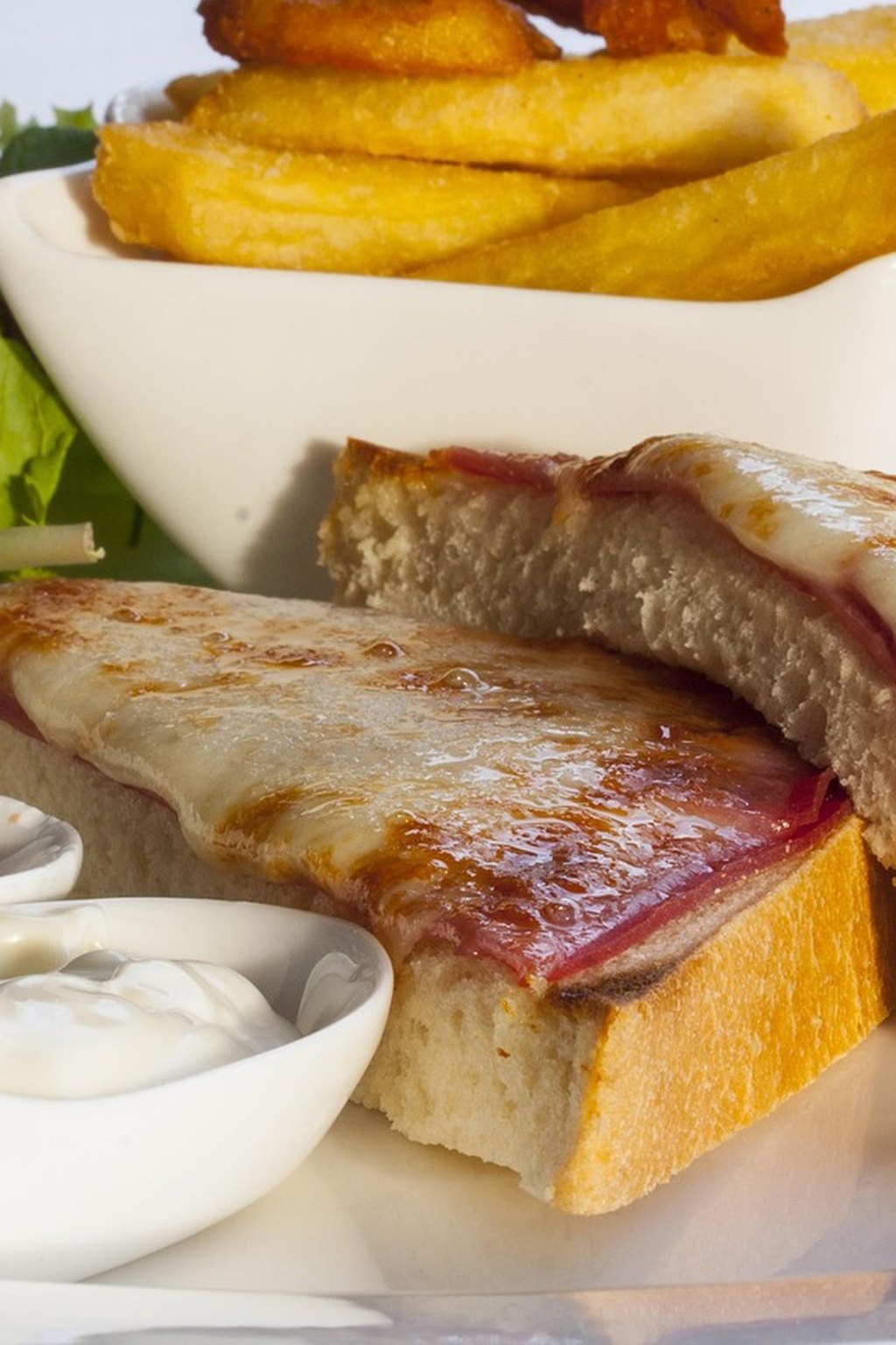 Tost z szynką i serem z frytkami