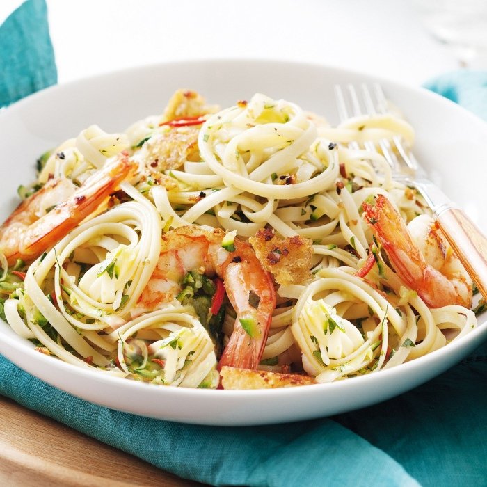 Linguine z krewetkami i chili