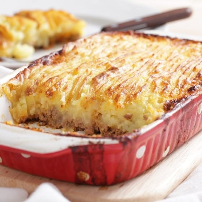 Jabłkowo-ziemniaczane puree z boczkiem i serem
