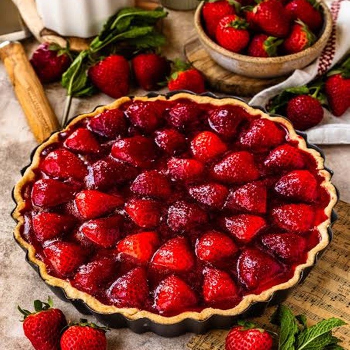 Tarta truskawkowa z kremem waniliowym