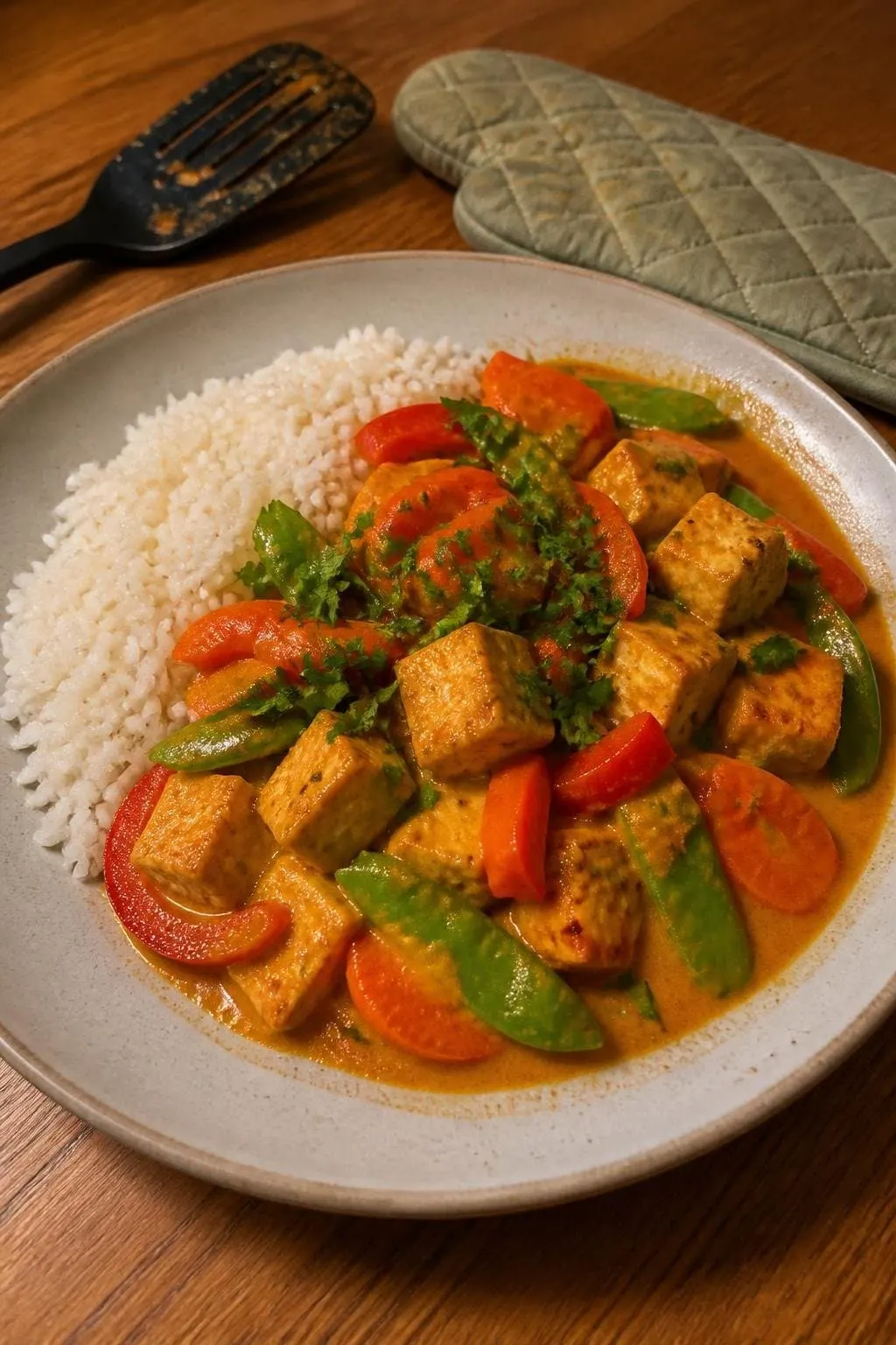 Czerwone curry z tofu i warzywami