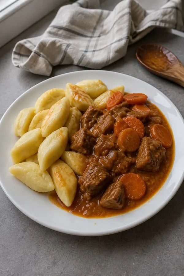 Kopytka z gulaszem wieprzowym