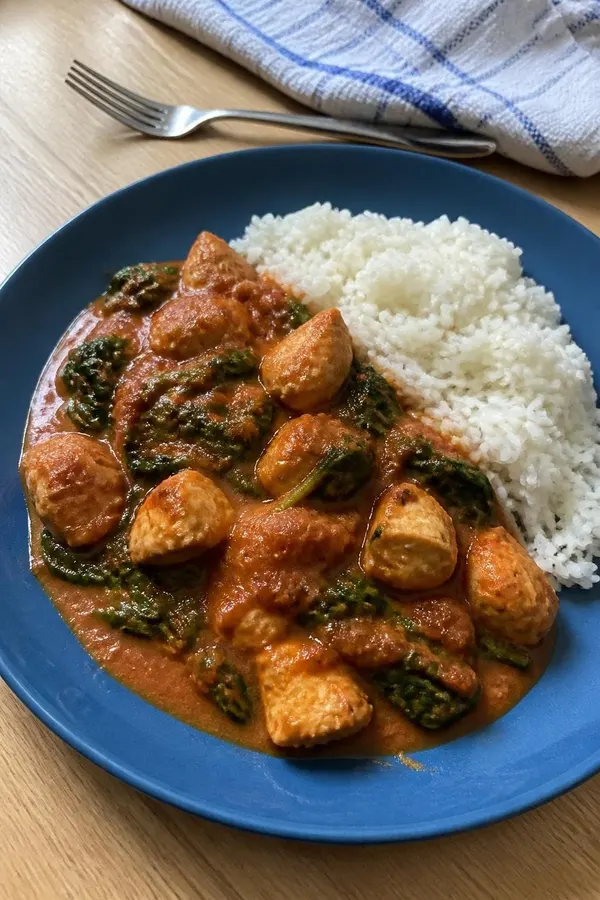 Szybki kurczak tikka ze szpinakiem