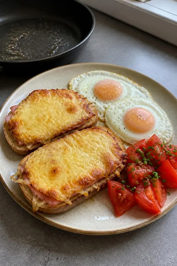 Francuska grzanka z jajkiem i gruyère