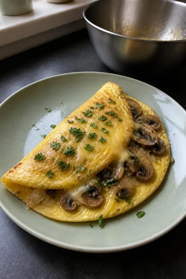 Omlet bistro z pieczarkami i serem