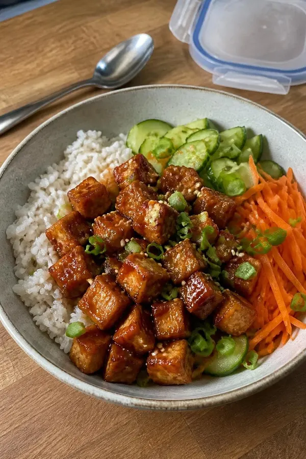 Chrupiące tofu gochujang z ryżem