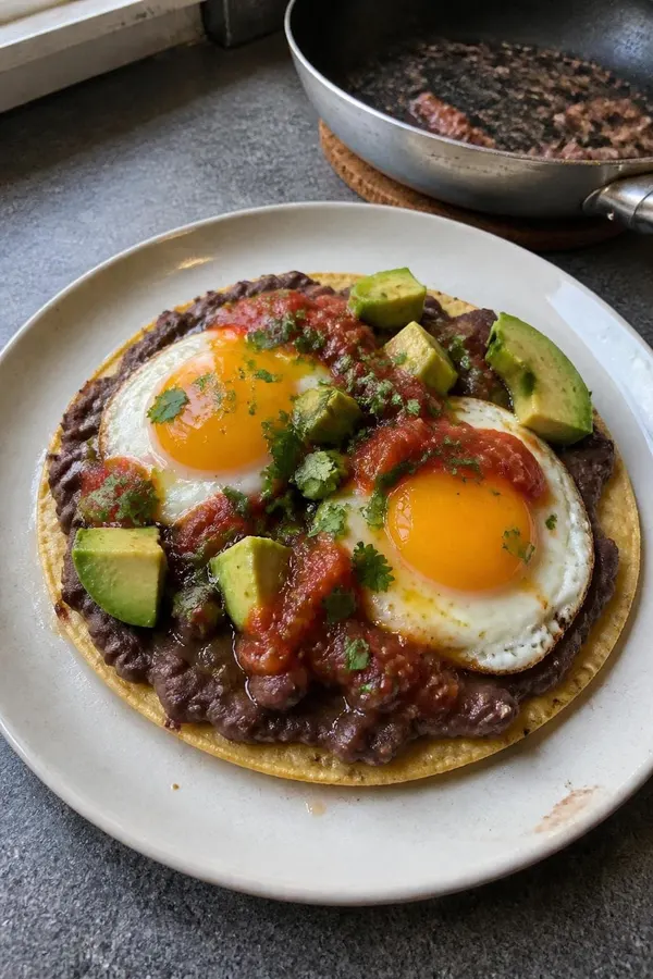 Jajka rancheros na chrupiącej tortilli