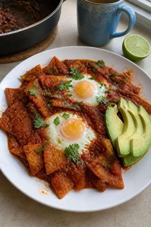 Chrupiące chilaquiles z jajkami i awokado